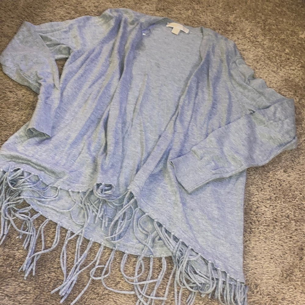 Michael Kors grey fringed cardigan